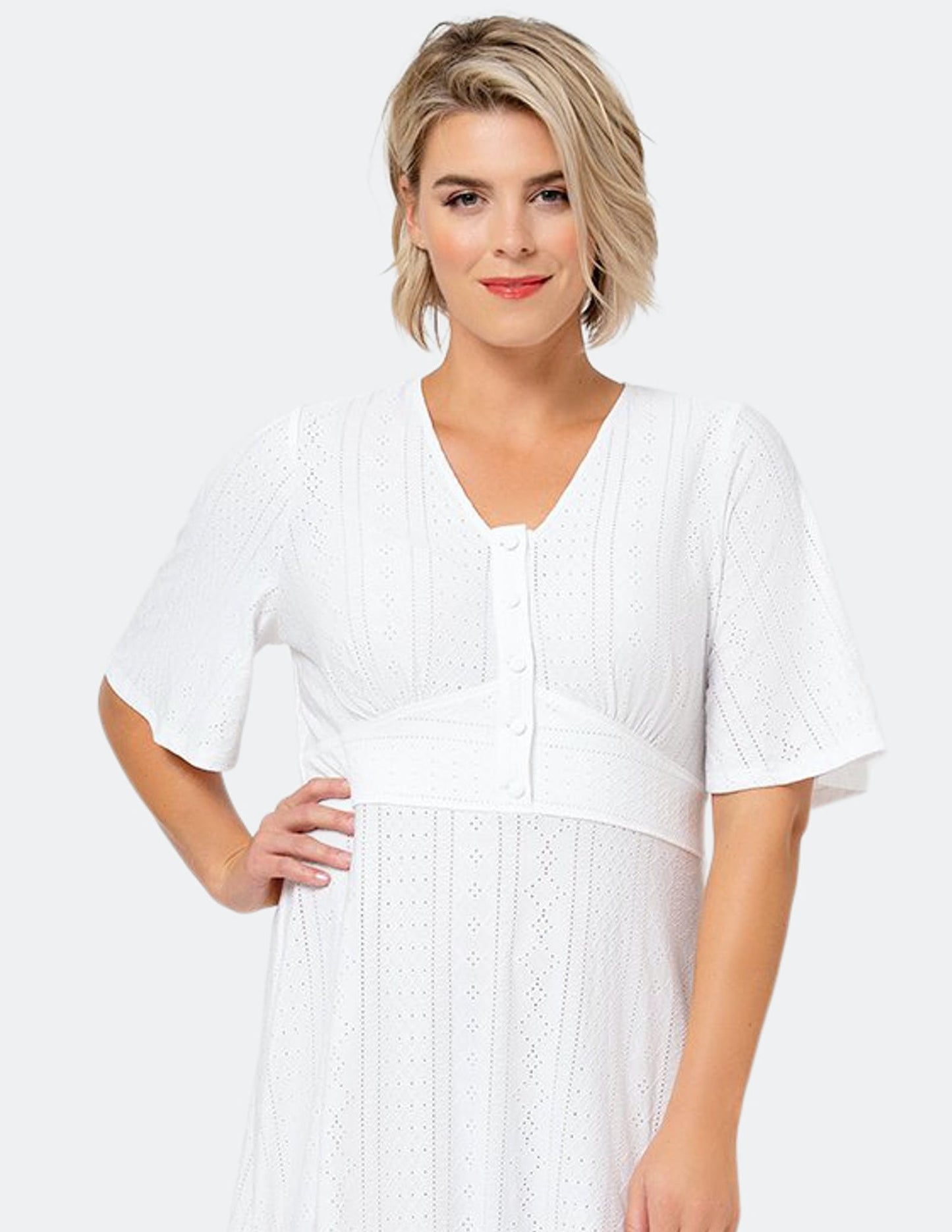 Leota Women's Aaliyah Eyelet Dress White (Curve) 2X