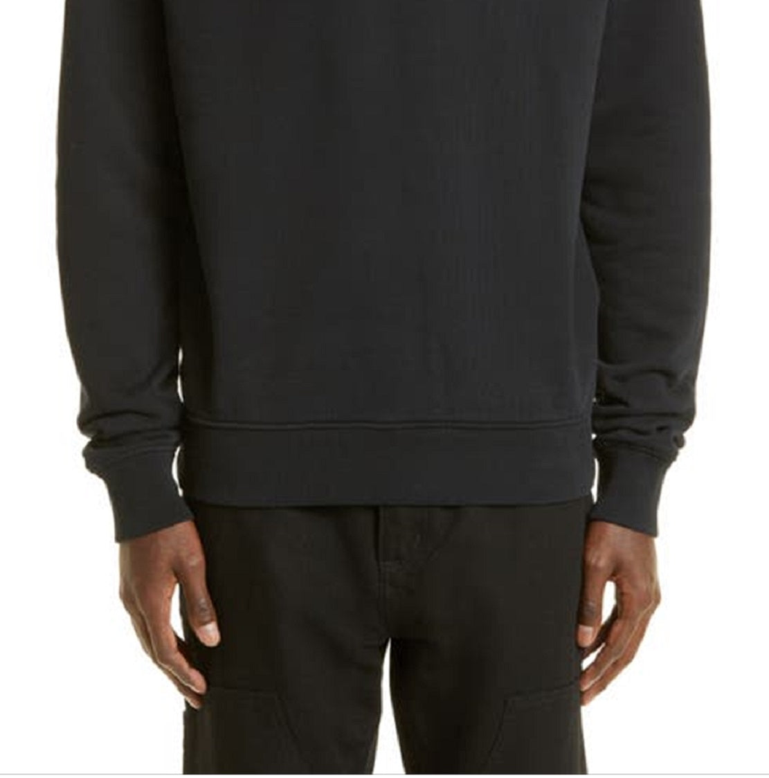 Ami Paris Men's Embroidered Logo Organic Cotton Sweatshirt Black Size Medium