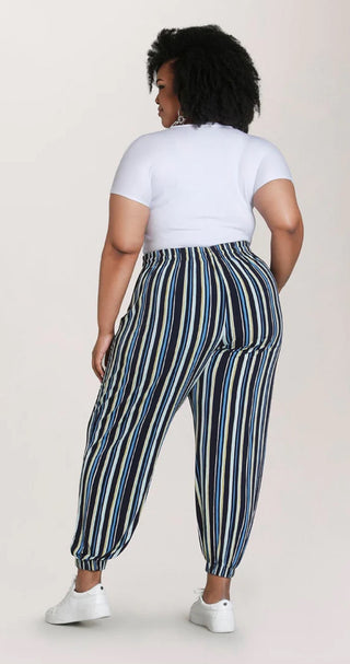 Leota Women's Poolside Stripe Tuxedo Jogger Pants Blue Size 3L