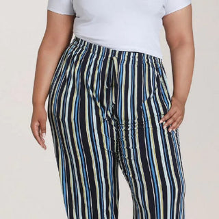 Leota Women's Poolside Stripe Tuxedo Jogger Pants Blue Size 3L