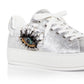 Kurt Geiger London Women's Laney Eye Embellished Platform Low Top Sneakers Silver Size 8 M