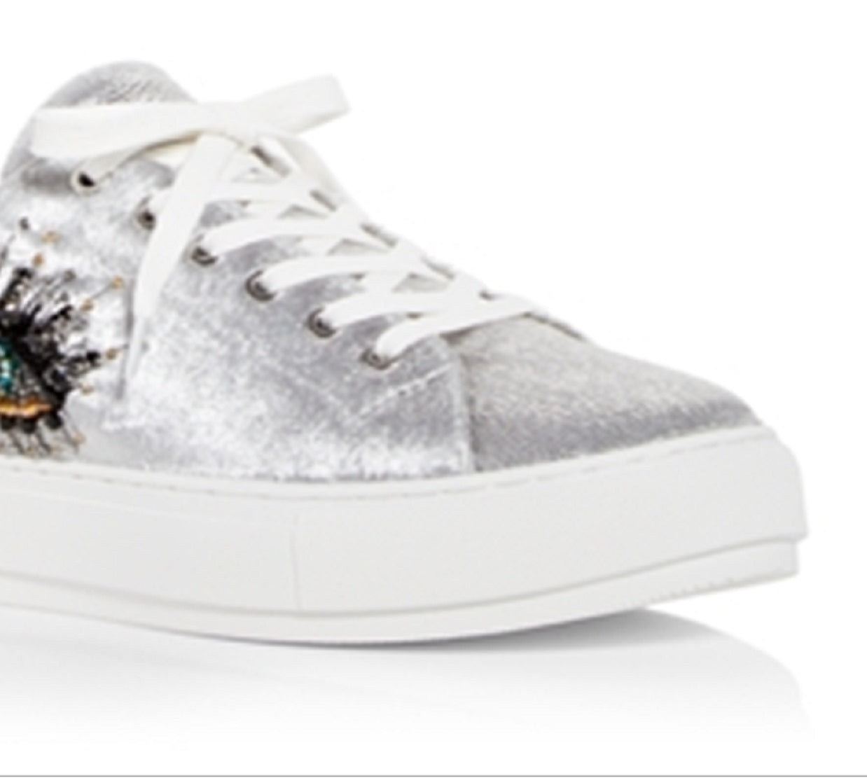Kurt Geiger London Women's Laney Eye Embellished Platform Low Top Sneakers Silver Size 8 M