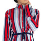 Verona Women's Giorgia Striped Stand Collar Tunic Top Red Size Large
