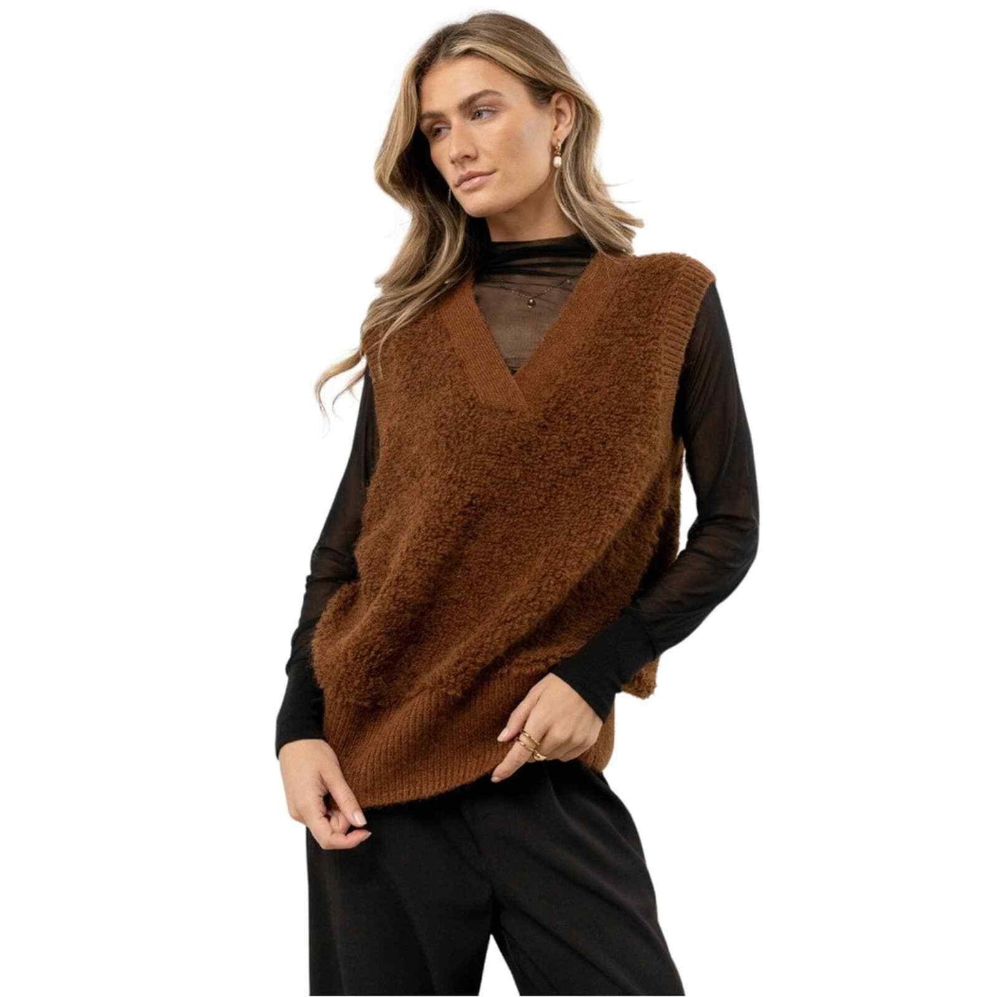 VERO MODA Women's Lucia Sweater Vest Brown