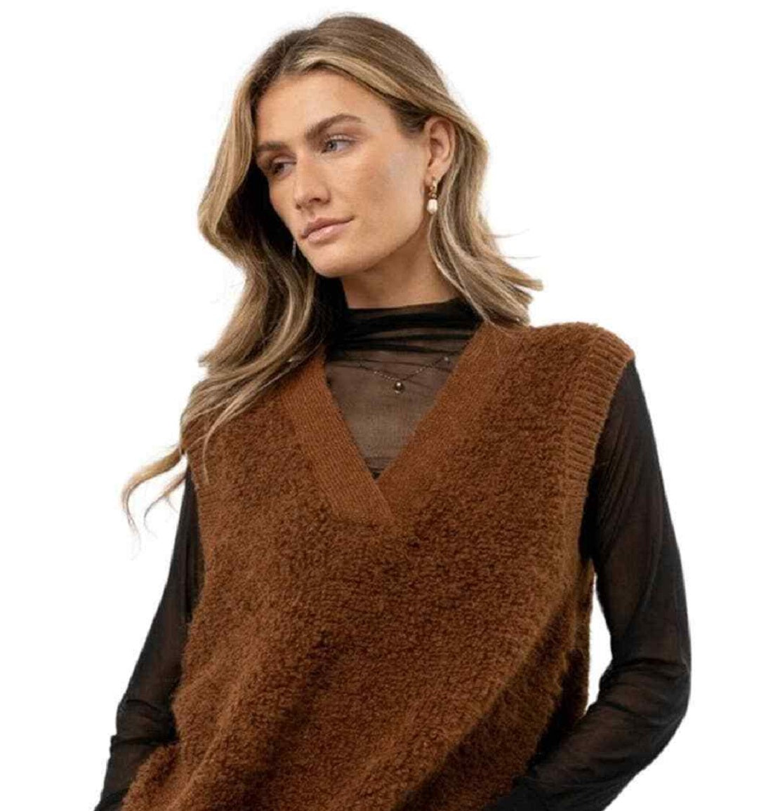 VERO MODA Women's Lucia Sweater Vest Brown