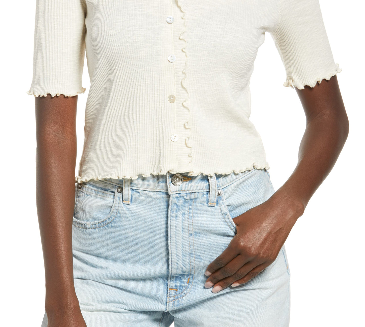 VERO MODA Women's Hailey Ribbed Top White Size Small