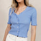 VERO MODA Women's Hailey Ribbed Top Blue Size X-Large