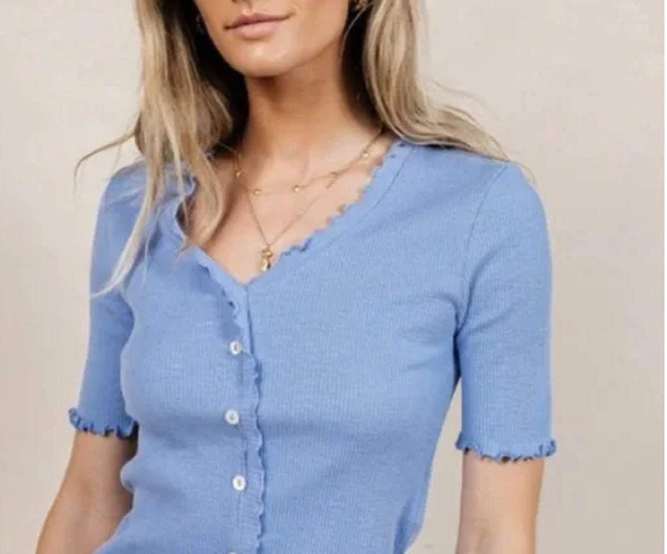 VERO MODA Women's Hailey Ribbed Top Blue Size X-Large