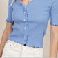 VERO MODA Women's Hailey Ribbed Top Blue Size X-Large