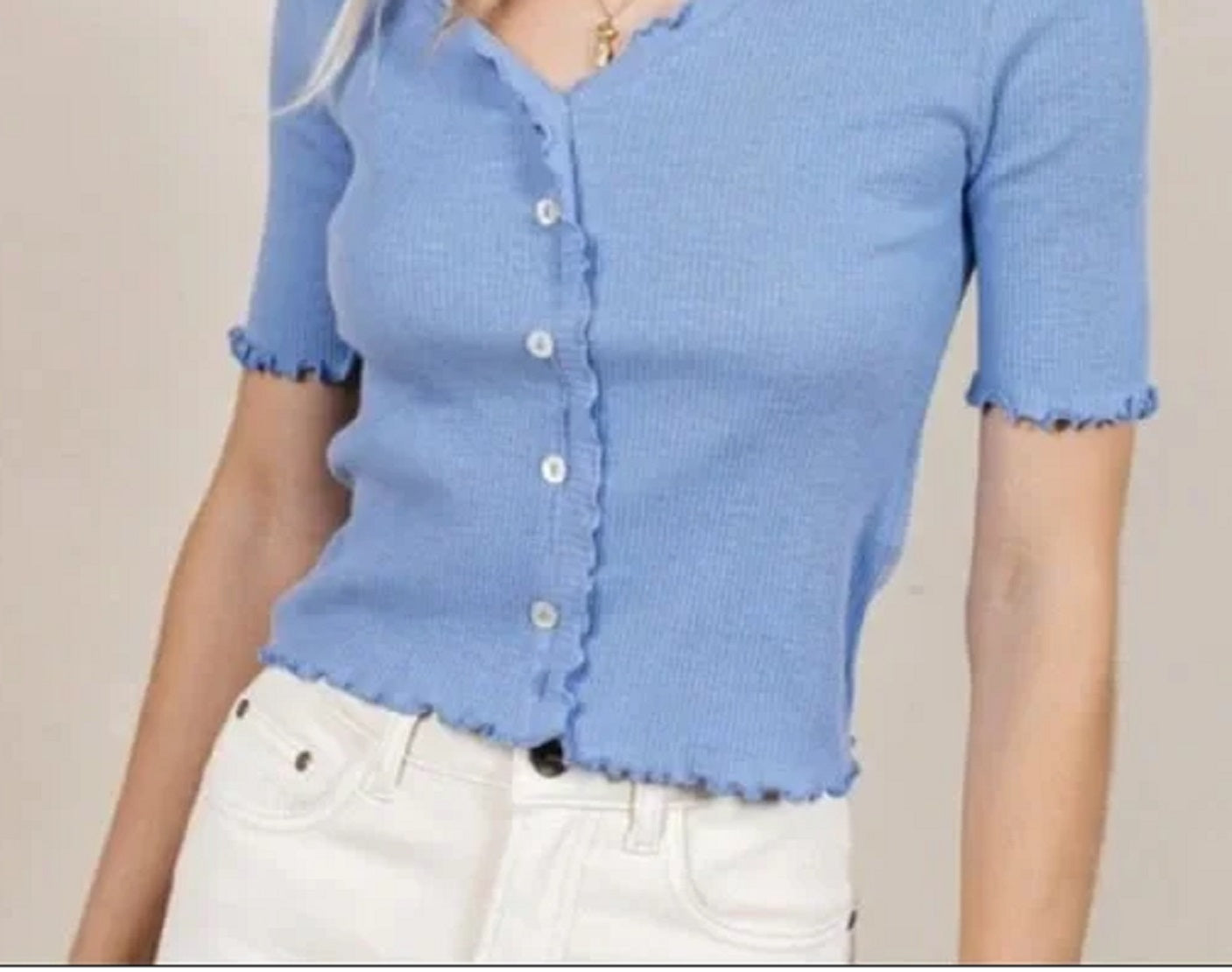 VERO MODA Women's Hailey Ribbed Top Blue Size X-Large