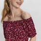 VERO MODA Women's Tatum Floral Top Red Size X-Large