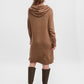 VERO MODA Women's Lefile Hooded Long Sleeve Sweater Dress Brown