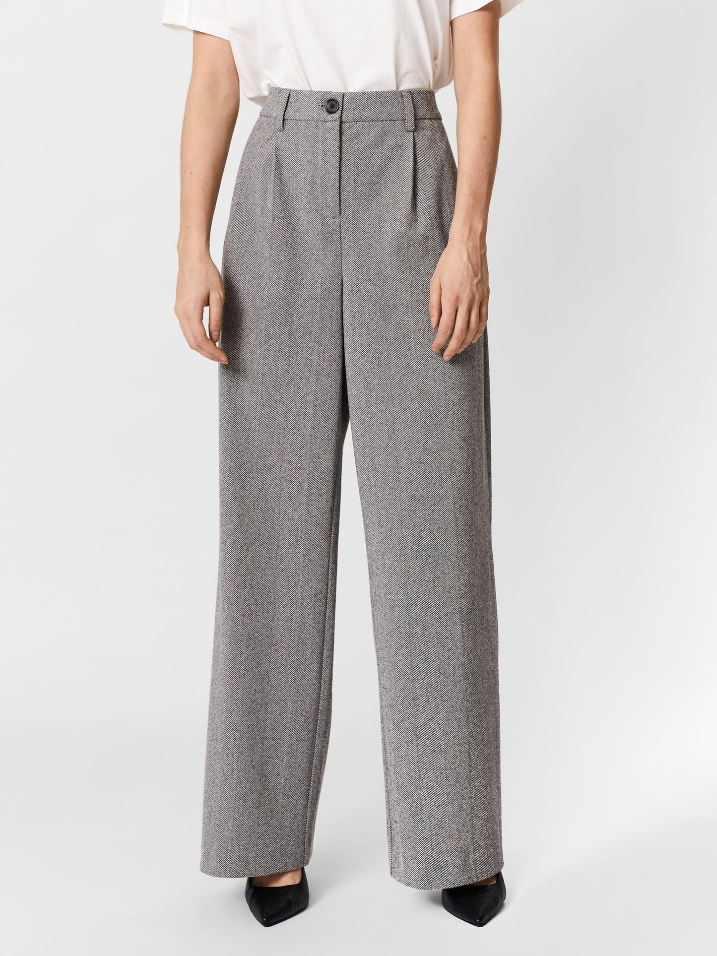 VERO MODA Women's Pleat Front Trousers Grey Size 42
