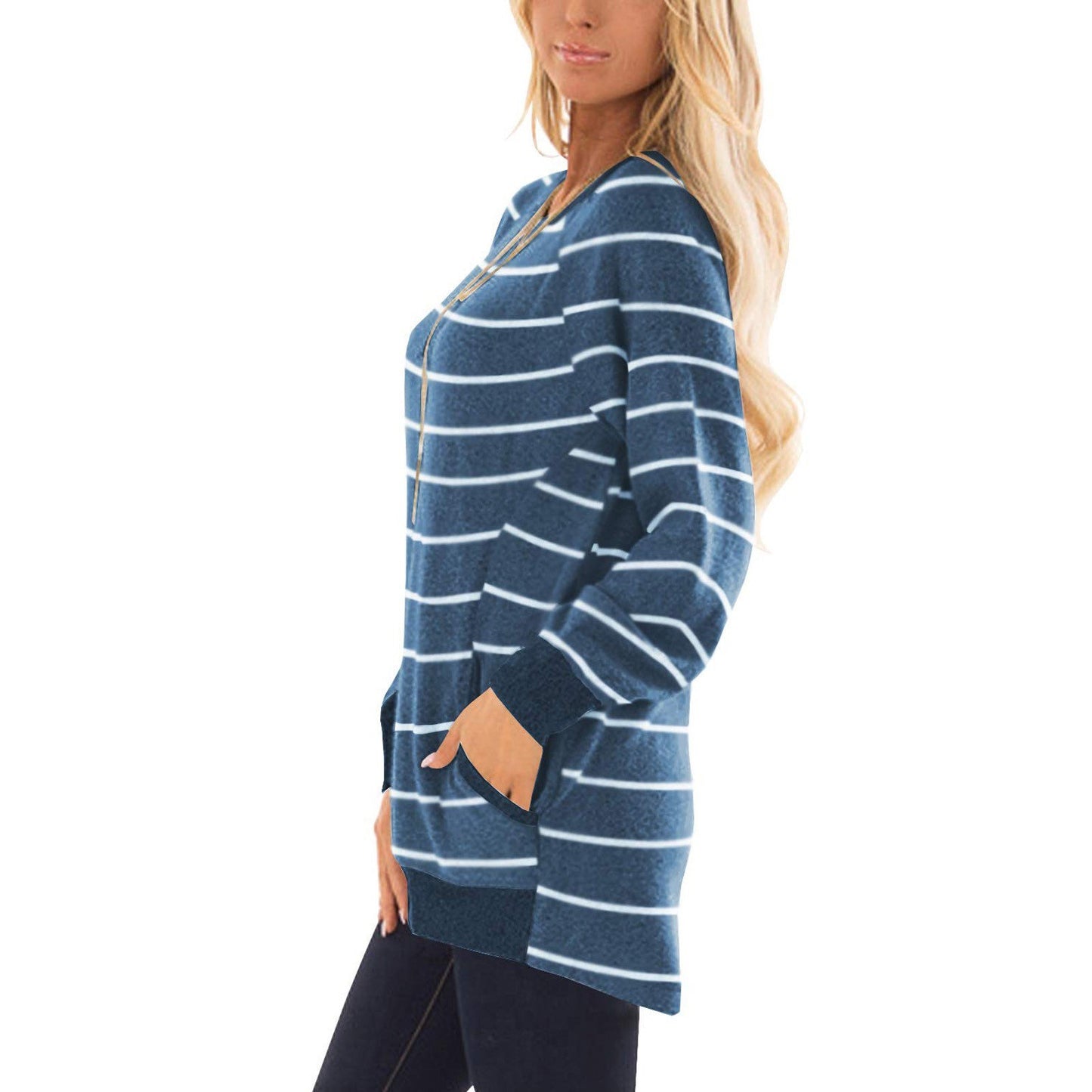 El Corte Ingles Women's Pull Manches Longues Et Encolure Bateau Sweater Blue