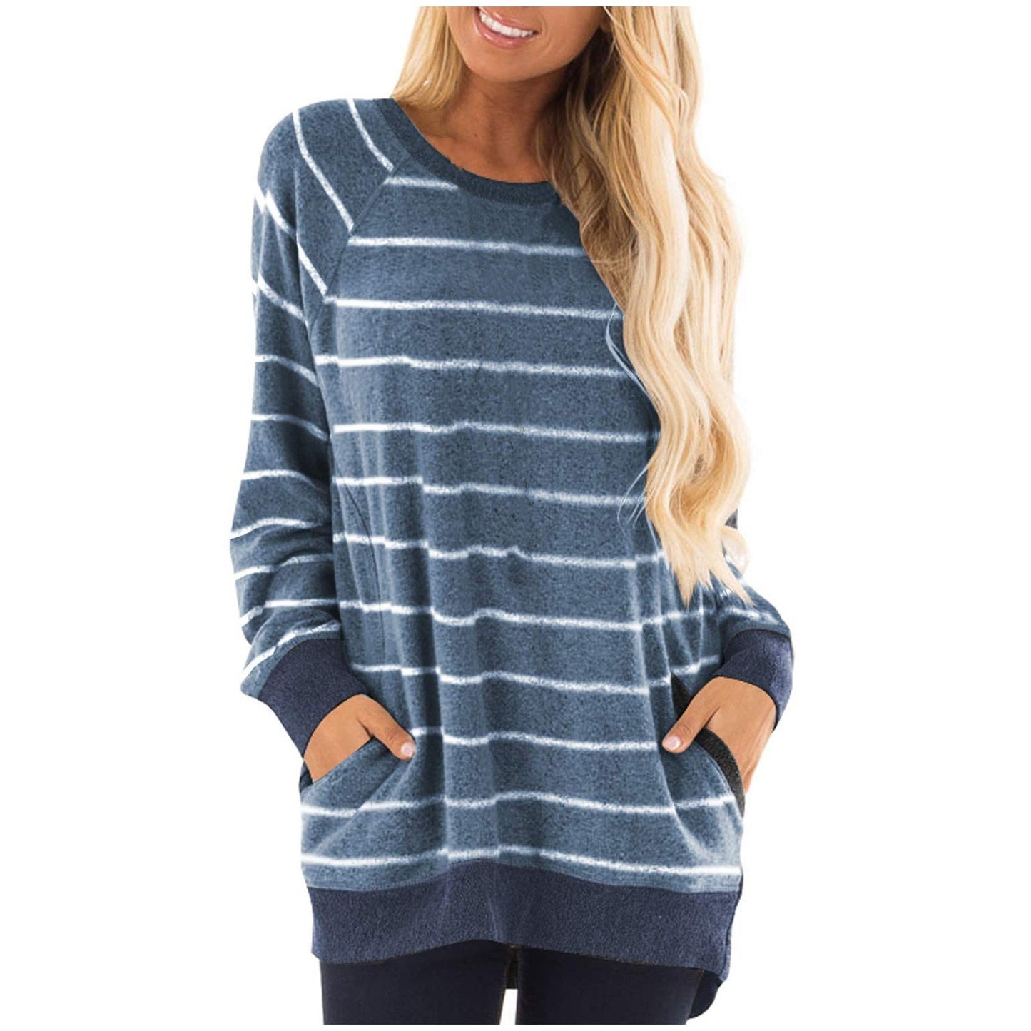 El Corte Ingles Women's Pull Manches Longues Et Encolure Bateau Sweater Blue