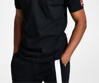 Hugo Boss Men's Dovember Classic Fit Checkered Logo Print Polo Shirt Black Size Medium