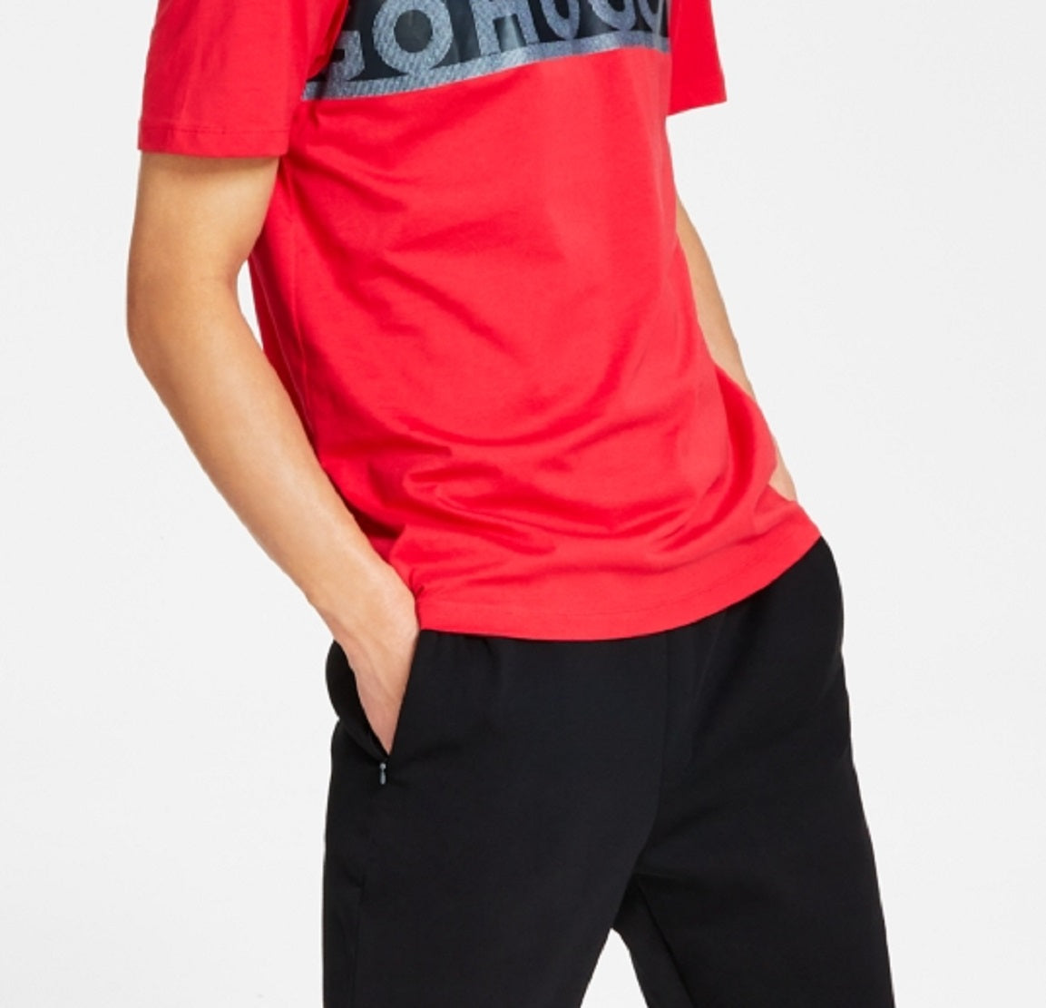 Hugo Boss Men's Dinotto Logo Tape T-Shirt Red Size Medium