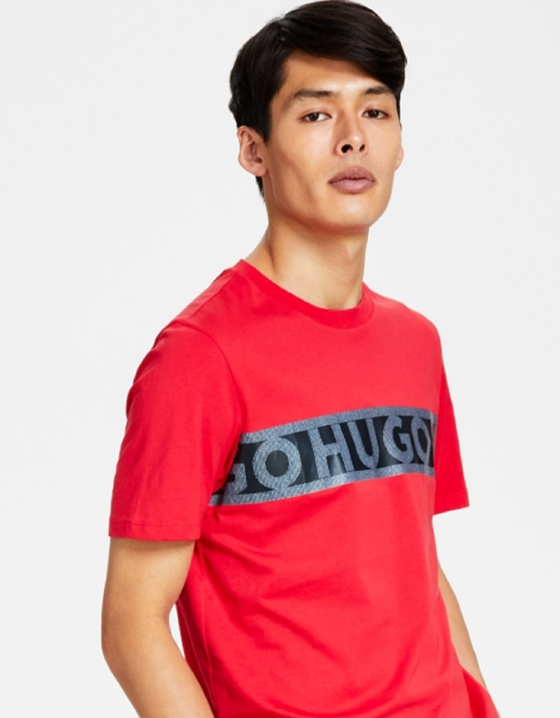 Hugo Boss Men's Dinotto Logo Tape T-Shirt Red Size Medium