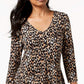 JM Collection Women's Printed Handkerchief Hem Top Black Size Petite