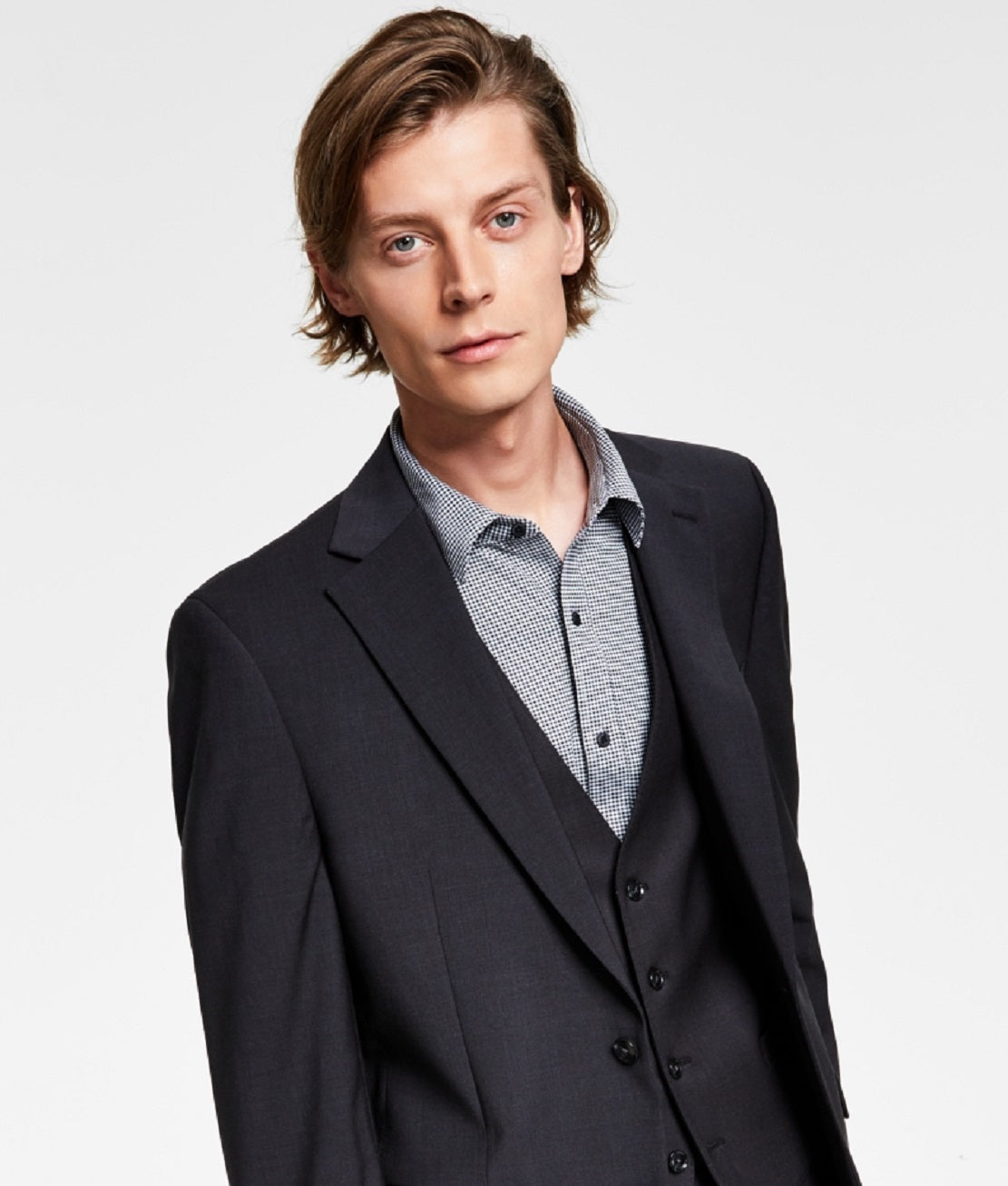 Calvin Klein Men's Infinite Stretch Solid Slim Fit Suit Jacket Black Size 42