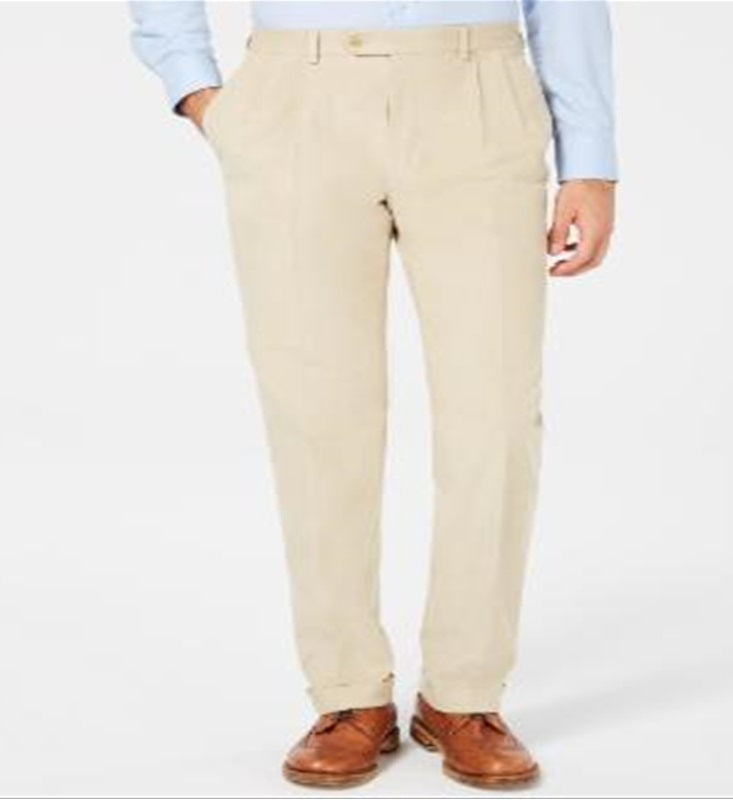 Ralph Lauren Men's Classic Regular Fit Corduroy Double Reverse Pleated Dress Pants Brown Size 34X32