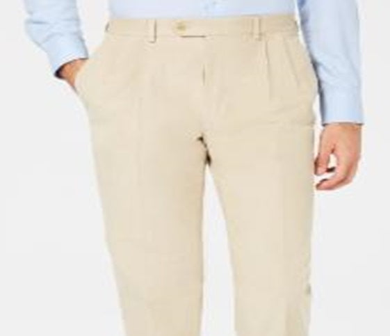 Ralph Lauren Men's Classic Regular Fit Corduroy Double Reverse Pleated Dress Pants Brown Size 34X32