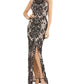 JS Collections Women's Embroidered Side Slit Gown Black Size 12