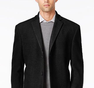 Calvin Klein Men's Prosper Wool Blend X Fit Overcoat Black Size 40