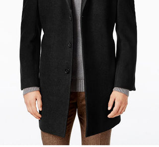 Calvin Klein Men's Prosper Wool Blend X Fit Overcoat Black Size 40