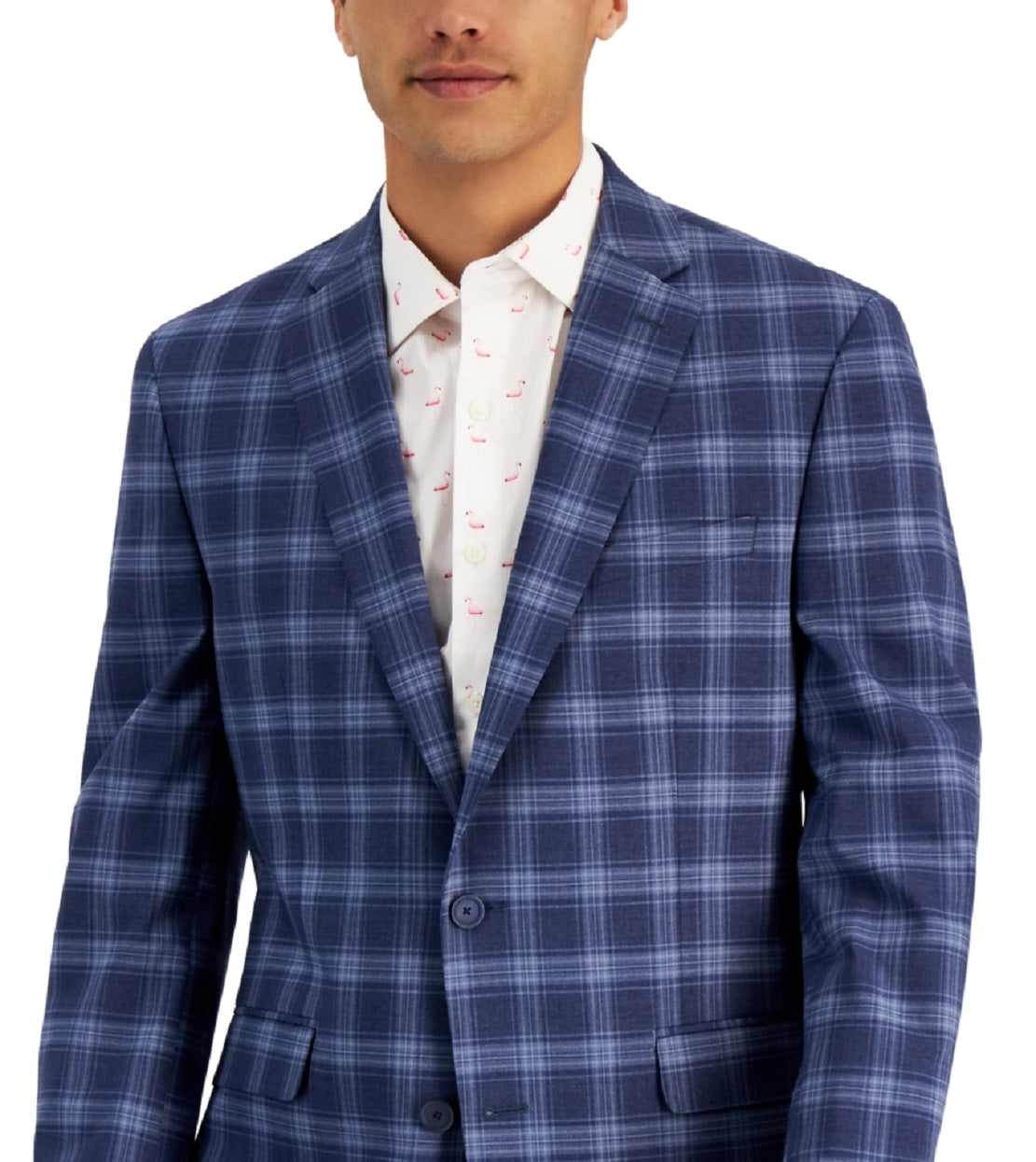Bar III Men's Slim Fit Patterned Blazer Blue Size 40