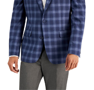 Bar III Men's Slim Fit Patterned Blazer Blue Size 40