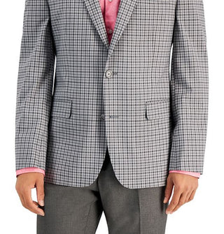 Bar III Men's Slim Fit Patterned Blazer Gray Size 38