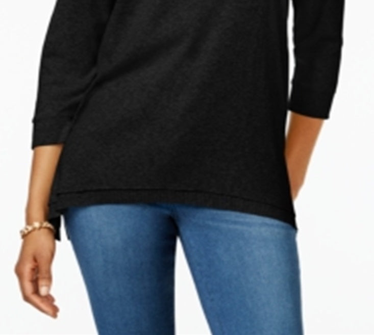 Style & Co Women's Layered Hem Top Black Size XX-Large