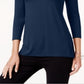 Alfani Women's High Low Mixed Media Pullover Top Blue Size Large