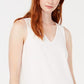 Bar III Women's Mixed Media Split Back Tank Top White Size Large
