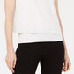 Bar III Women's Mixed Media Split Back Tank Top White Size Large