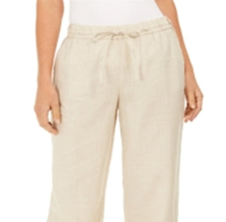 Charter Club Women's Linen Drawstring Waist Pants Brown Size XX-Large