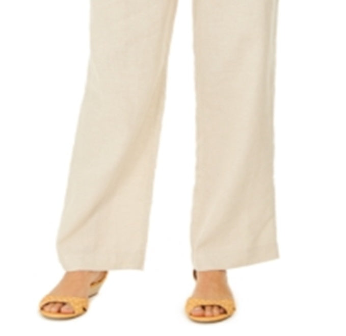 Charter Club Women's Linen Drawstring Waist Pants Brown Size XX-Large
