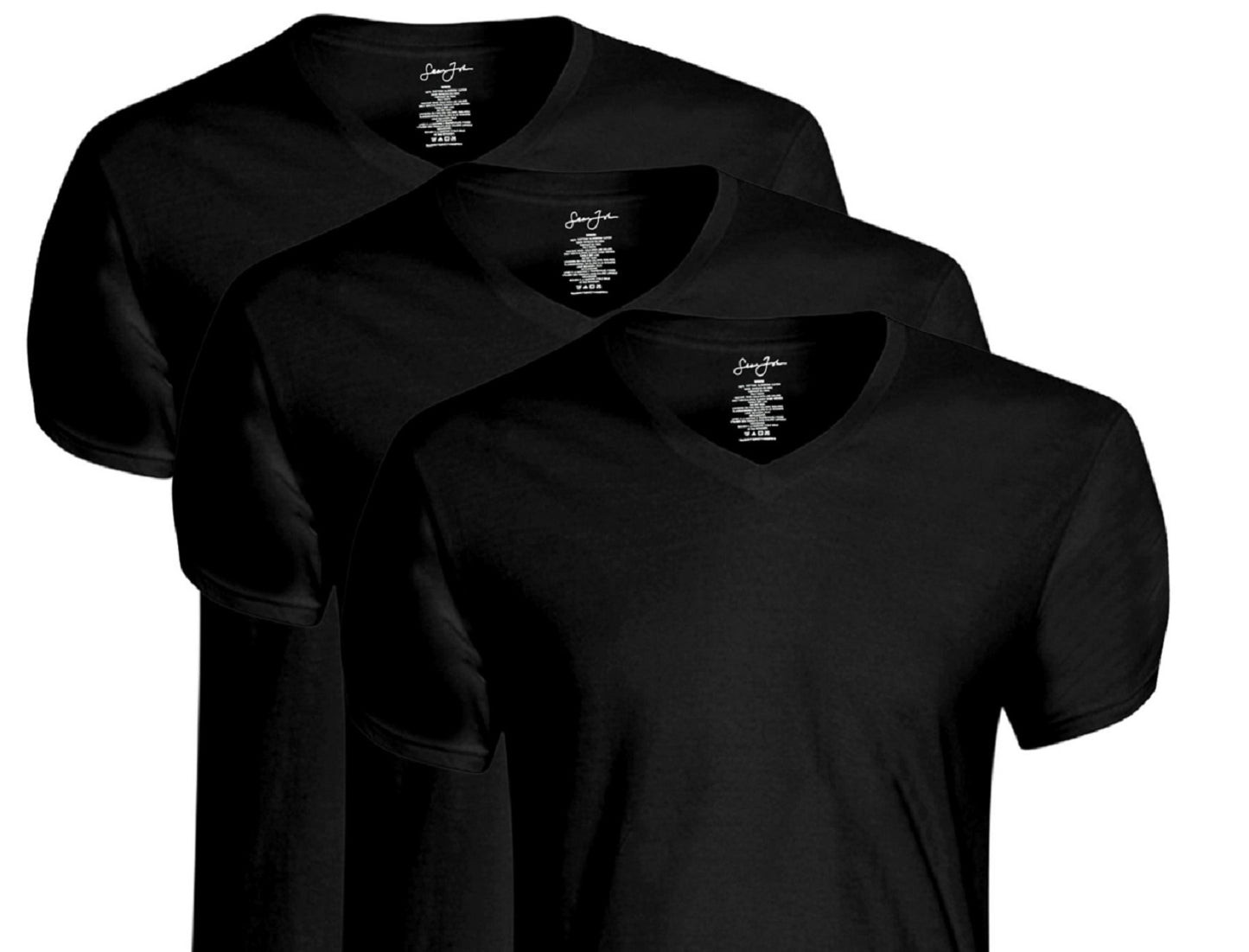 Sean John Men's Pack Of 3 V Neck Tee Black Size Small