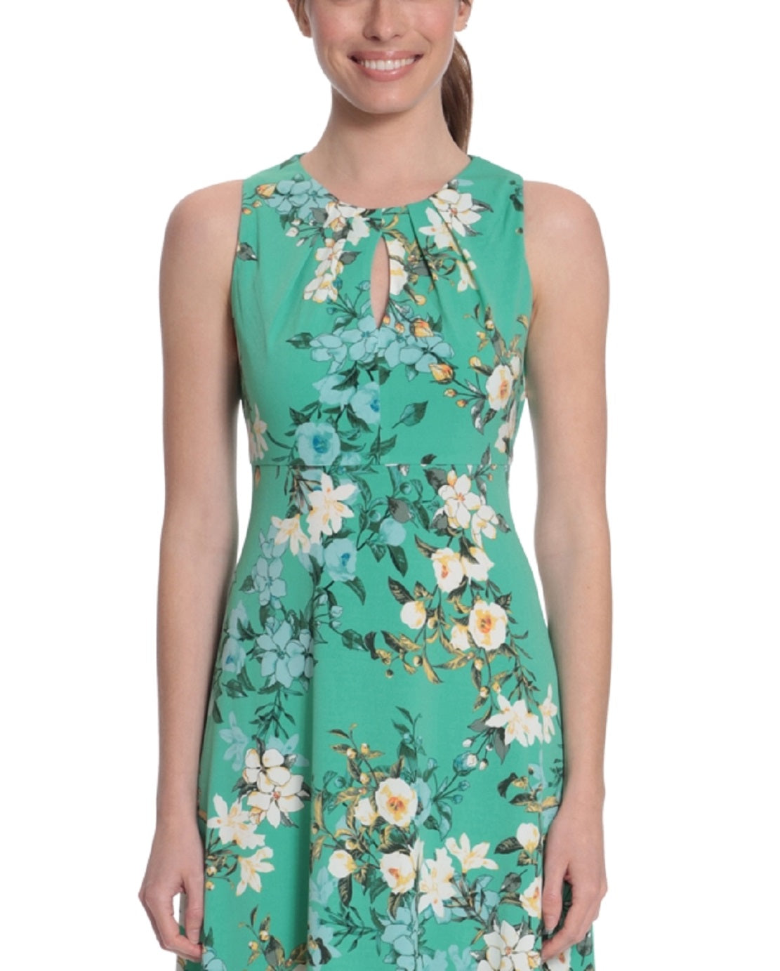 London Times Women's Floral Print Jersey Dress Green Size 20W