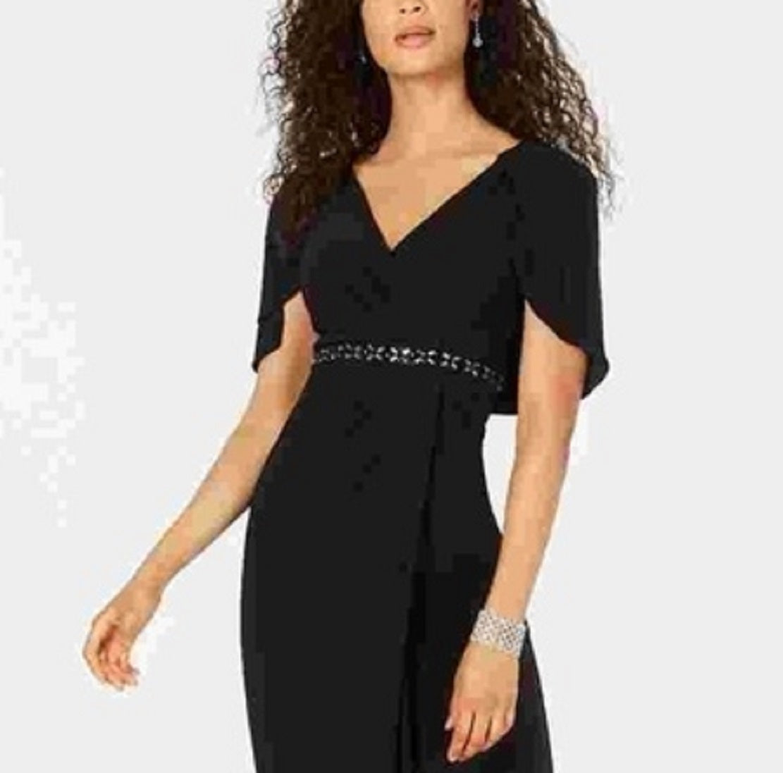 Adrianna Papell Women's Embellished Capelet Gown Black Size 16