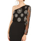 Adrianna Papell Women's Beaded One Shoulder Gown Black Size 12