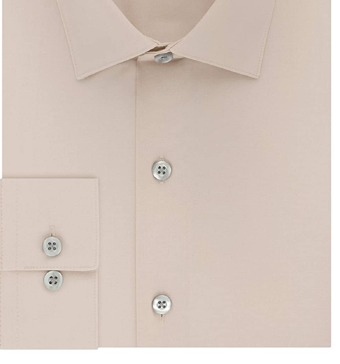 Kenneth Cole Men's Regular Fit Solid Dress Shirt Beige Size 14.5X32-33-S