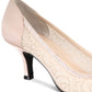 Caparros Women's Rhinestone Lace Quillian Pointed Toe Kitten Heel Slip On Dress Pumps Brown Size 7.5 M