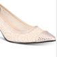 Caparros Women's Rhinestone Lace Quillian Pointed Toe Kitten Heel Slip On Dress Pumps Brown Size 7.5 M