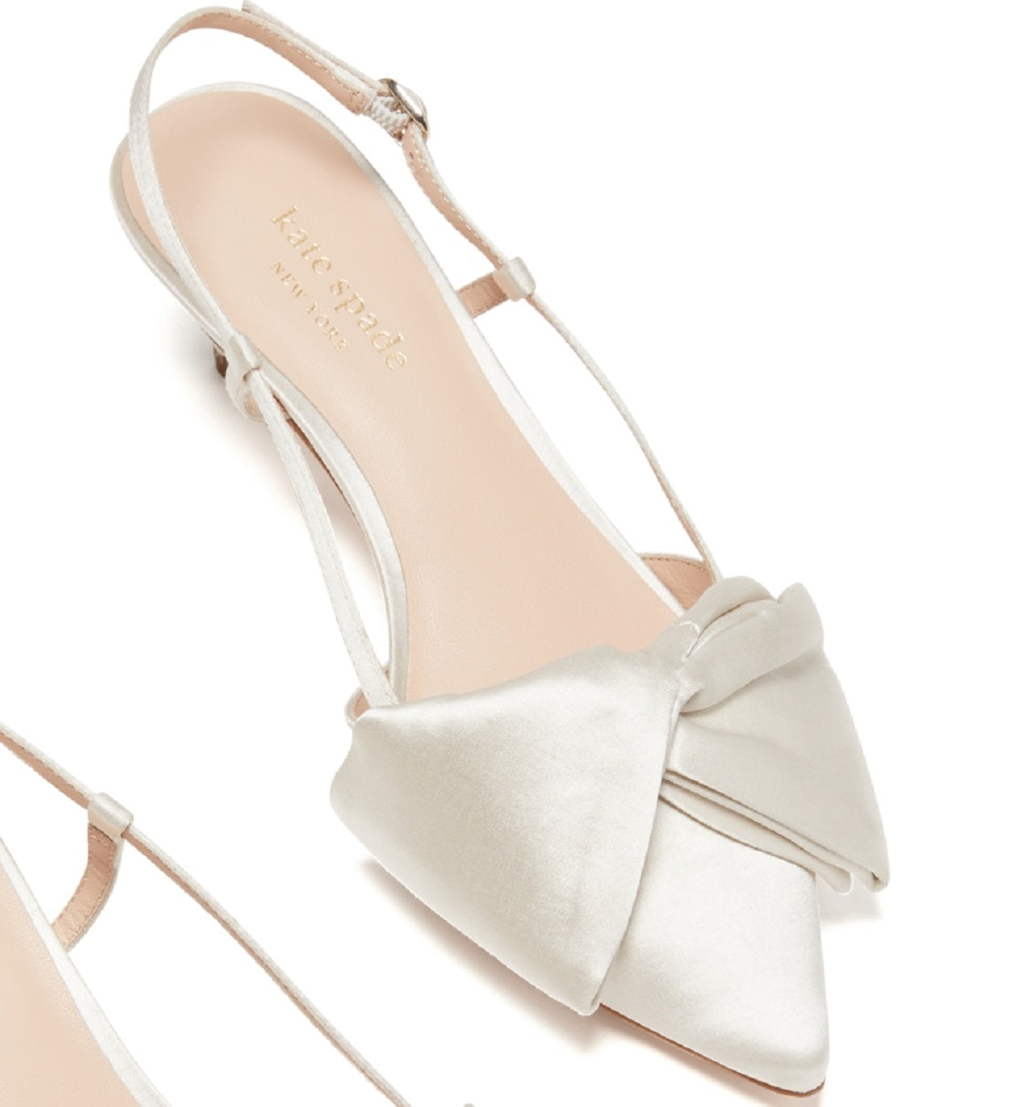 Kate Spade New York Women's Marseille Bow Pointed Toe Slingback Pump White Size 8 B