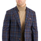 Tallia Men's Wool Slim Fit Pattern Sport Coats Blue Size 44