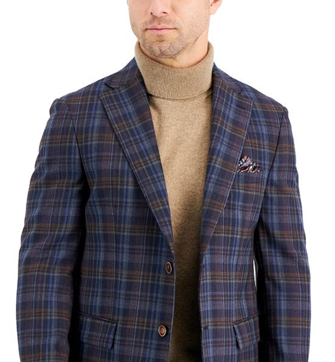 Tallia Men's Wool Slim Fit Pattern Sport Coats Blue Size 44