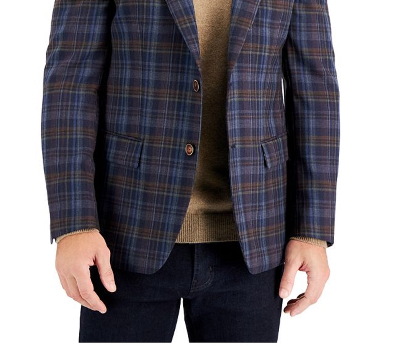 Tallia Men's Wool Slim Fit Pattern Sport Coats Blue Size 44