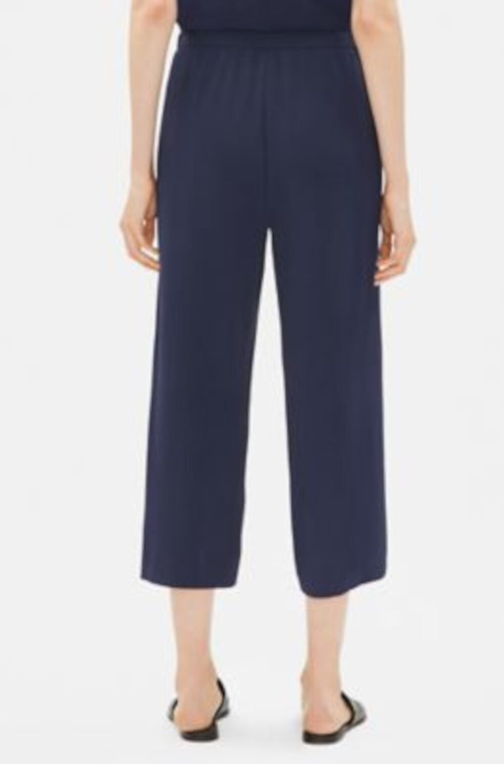 Eileen Fisher Women's Silk Wide Leg Cropped Pants Blue Size X-Small